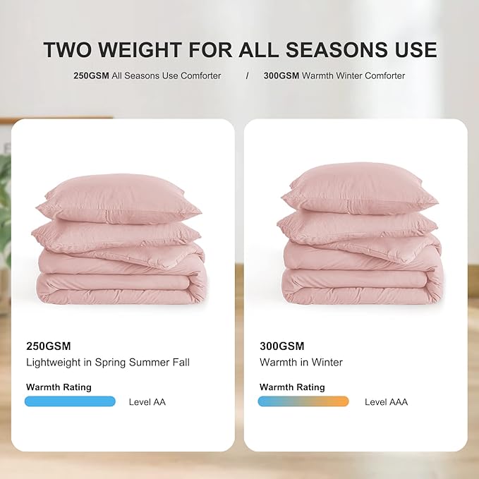 COTTEBED Super Soft Light Pink King Size Comforter Set Clearance Bed, Lightweight Cozy Fuzzy Fluffy Bedding Down Comforter Sets and PilowSham for Women All Season Use - Blush Pink,King/California King