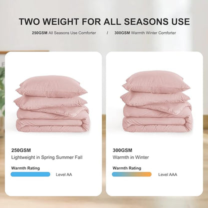 COTTEBED Super Soft Light Pink King Size Comforter Set Clearance Bed, Lightweight Cozy Fuzzy Fluffy Bedding Down Comforter Sets and PilowSham for Women All Season Use - Blush Pink,King/California King