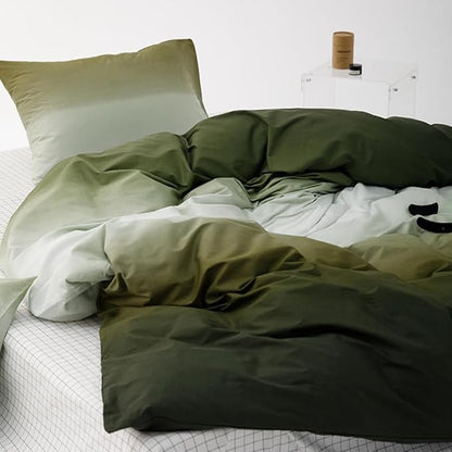 CLOTHKNOW Green White Twin/Twin XL Comforter Set Gradient Green Bedding Comforter Sets Hunter Green White Bed Comforter Sets
