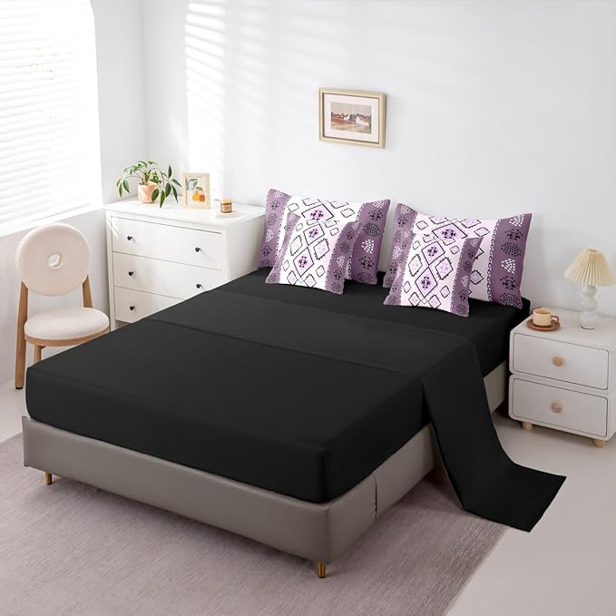 Erosebridal Western Queen Comforter Set with Sheets 7 Piece Boho Aztec Bed in A Bag Exotic Native American Bedding Sets for Men Adults Ethnic Tribal Geometric Diamond Bed Set Rustic Purple Room Decor