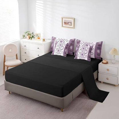 Erosebridal Western Queen Comforter Set with Sheets 7 Piece Boho Aztec Bed in A Bag Exotic Native American Bedding Sets for Men Adults Ethnic Tribal Geometric Diamond Bed Set Rustic Purple Room Decor