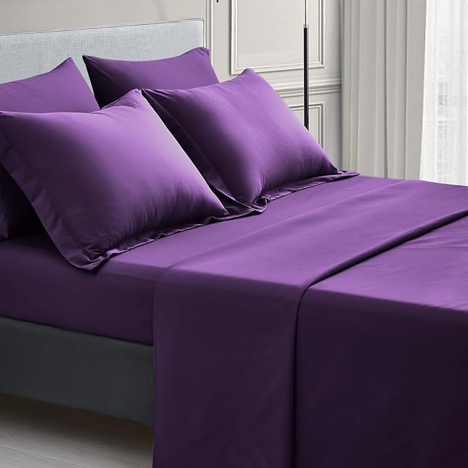 Maple&Stone Purple Comforter Set Full, 7 Pieces Bed in a Bag - Down Alternative Bed Set with Comforter, Sheets, Pillowcases & Shams, All Season Lightweight Bedding Set, Purple