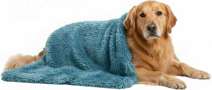 Pets Bed Blanket Dogs Reversible Soft Dog Throw Blankets Cats Mat Sleeper Fuzzy Pet Couch Covers Washable Cat Puppy Cover for Beds Sofa Travel Double Sided Furniture Protection (Colorful Blue,L)