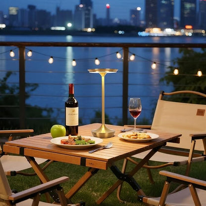 Rechargeable Cordless Table Lamp,Portable Outdoor 6000mAh Battery Operated LED Table Light Touch Control 3 Color Dimmable for Bedroom,Patio,Cofee,Camping,Dining,Restaurant&Livingroom-Gold
