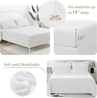 JOLLYVOGUE California King Comforter Set, Ultra-Soft Bed in a Bag Cal King Size 7 Pieces, Oeko-TEX Certified Bedding Set with Down Alternative Comforter, Sheets, Pillowcases & Shams, White