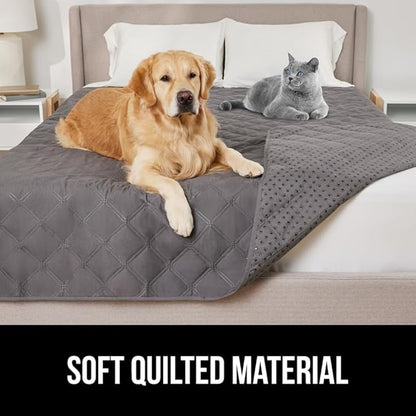 GORILLA GRIP Waterproof Bed Cover for Dogs, 82x68, Gripped Slip Resistant Backing, Leak Proof Washable Dog Blanket Covers Sofa, Couch, Sectional, Crate, Car, RV Seats, Pet Puppy Essentials, Charcoal