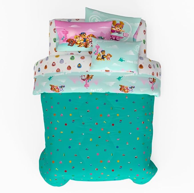 Paw Patrol Girl Skye Kids Bedding Super Soft & Cozy Reverisble Microfiber Comforter and Sheet Set with Sham, 7 Piece Full Size, (Officially Licensed Product) by Franco