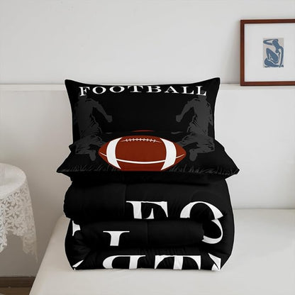 Feelyou Football Bedding Set Rugby Sports Comforter Soccer Ball Game Comforter Set for Kids Adults American Football Player Duvet Set Soft Room Decor King Size Quilt Boys