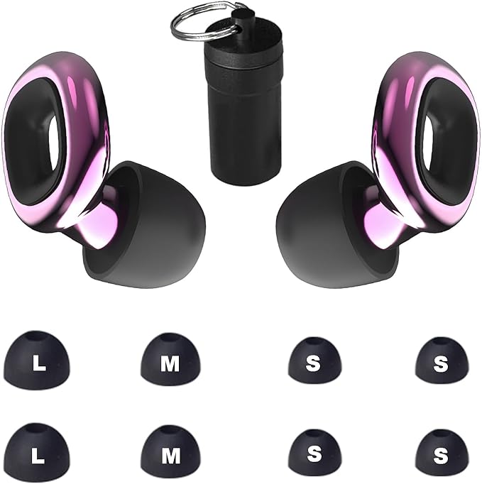 Ear Plugs – Stylish Hearing Protection for Concerts & Festivals,Live Events,Sports,DJs,Nightlife,Work.Study&Sleep Reusable Earplugs for Noise Reduction 28dB with 10 Ear Tips and 4 Mute Rings,Pink