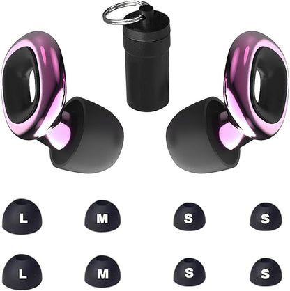 Ear Plugs – Stylish Hearing Protection for Concerts & Festivals,Live Events,Sports,DJs,Nightlife,Work.Study&Sleep Reusable Earplugs for Noise Reduction 28dB with 10 Ear Tips and 4 Mute Rings,Pink