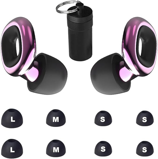 Ear Plugs – Stylish Hearing Protection for Concerts & Festivals,Live Events,Sports,DJs,Nightlife,Work.Study&Sleep Reusable Earplugs for Noise Reduction 28dB with 10 Ear Tips and 4 Mute Rings,Pink