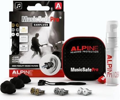Alpine MusicSafe Pro - High Fidelity Earplugs for Musicians - 3 Interchangeable Premium Filter Sets: 16, 19 & 22 dB - Professional Musician Hearing Protection - Black