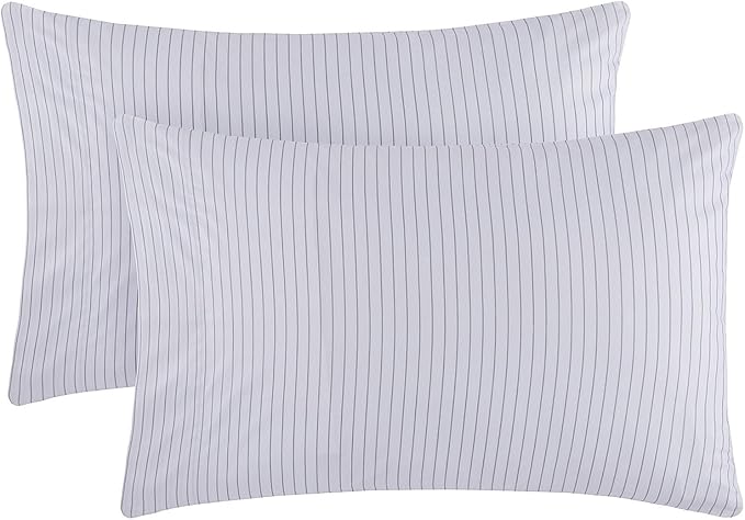 Mellanni Pillow Cases - Luxury, Extra Soft, Cooling Pillow Covers - 2 PC Iconic Collection Pillowcases - Envelope Closure (King 20" x 40", Pinstripe Gray)