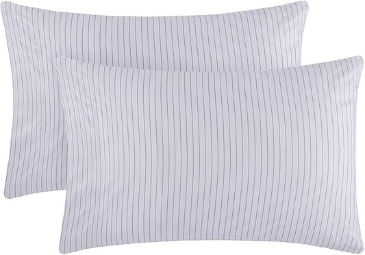 Mellanni Pillow Cases - Luxury, Extra Soft, Cooling Pillow Covers - 2 PC Iconic Collection Pillowcases - Envelope Closure (Standard/Queen 20" x 30", Pinstripe Gray)