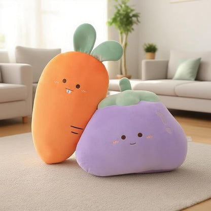 Carrot Throw Pillows Decorative Cute Soft Vegetable Hugging Pillow Stuffed Food Soft Plush Cushion Décor for Birthdays Gifts Home Decor (Orange)