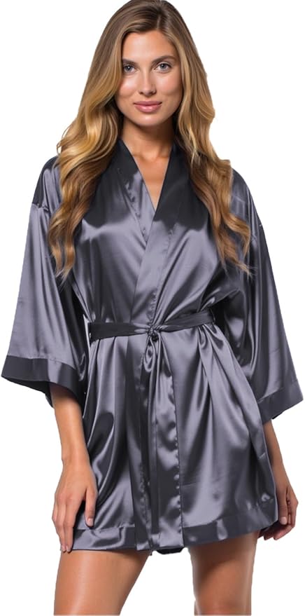 Turquaz Women's Bride Bridesmaids Silky Robe Satin Kimono Robes for Women Lingerie