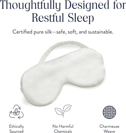 Brooklinen Silk Eye Mask for Sleeping – Ivory, 100% Mulberry Silk Sleep Mask with Soft Elastic Strap, Machine Washable, Breathable & Cool-to-The-Touch – Ideal for Sleeping & Traveling