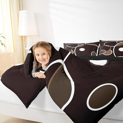 Erosebridal Geometric Comforter Full Circle Stripe Bedding Set, Duvet Insert Abstrat Modern Quilt Set, Black White Brown Bedding Comforters & Sets Breathable Cozy 3pcs with 2 Pillowcases