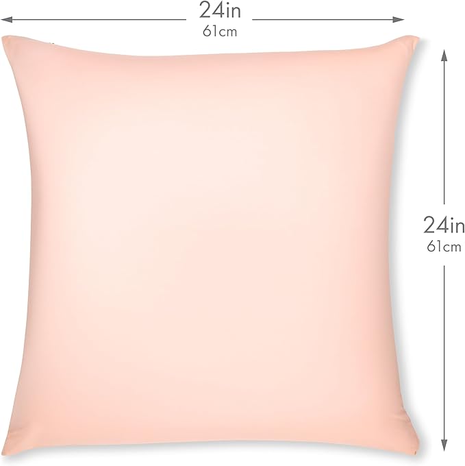 PILLOWY 24" x 24" Throw Pillow - Cream Peach: 1 PCS Luxurious Premium Microbead Pillow with 85/15 Nylon/Spandex Fabric. Forever Fluffy, Outstanding Beauty & Support. Silky, Soft & Beyond Comfortable