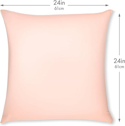 PILLOWY 24" x 24" Throw Pillow - Cream Peach: 1 PCS Luxurious Premium Microbead Pillow with 85/15 Nylon/Spandex Fabric. Forever Fluffy, Outstanding Beauty & Support. Silky, Soft & Beyond Comfortable