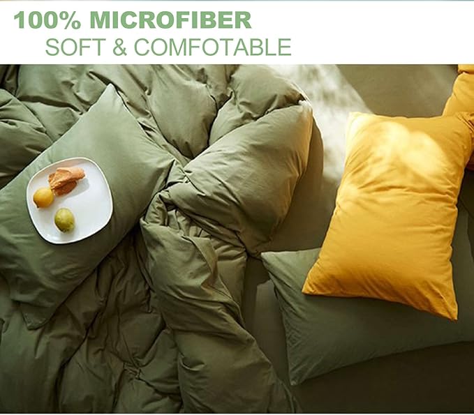 Nanko Twin XL Size Comforter Set Dark Green, Olive Green Soft All Season Down Alternative Quilted Duvet Insert, Microfiber Filling, Luxury Quality Bed Bedding Sets in a Bag, 2PCs 68x90 Hunter Green