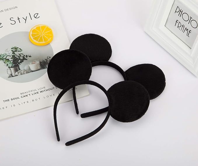 FANYITY Mouse Ears Headbands Sequin Hair Band for Girls Women Boys Party, 2 Pieces (BLack)