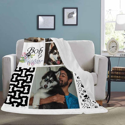D-Story Pet Dog Memorial Blanket Customized - in Loving Memory of Loss Dog Custom Throw Blanket with Dogs Pictures and Name Personalized Pet Puppy and Cat Memorials Gifts