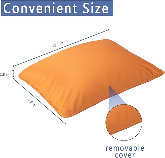 Microbead Throw Pillow Bedding Neck Pillows with Removable Cover, 16" x 12" Bed and Couch Decorative Pillow for Home Sofa Bedroom Fun Colors Support. Silky, Comfortable (Chocolate)