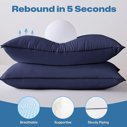 GOHOME Pillows Standard Size Set of 4 - Bed Pillows for Sleeping 4 Pack, Cooling Supportive Hotel Pillows with Premium Soft Down Alternative Fill for Side Stomach and Back Sleepers