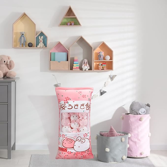 Juexica Cute Bunny Plush Pillow Kawaii Stuffed Animal Pink Soft Rabbit Throw Pillow Removable Animal Toys Gifts for Room Decorations