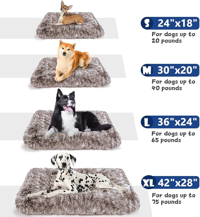 Dog Bed Crate Pad Plush Soft Pet Bed Calming Dog Crate Bed for Large Medium Small Dogs and Cats Washable Anti-Slip Kennel Crate Mats for Sleeping and Anti Anxiety XL