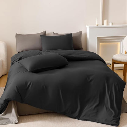 Luxlovery Black Comforter Set Twin Teen Kids Boys Solid Black Bedding Comforter Twin Size Dark Color Quilts Blanket Soft Breathable Lightweight Fluffy Comforter Set Twin Size