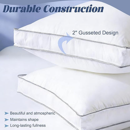 Luxury Goose Feather Down Pillow King Size Set of 2,Premium 3-Chamber Bed Pillows for Deep Sleep,900+ Fill Power,400 Count Cotton Shell,Hotel Quality Pillow for Side, Back Sleepers,19" x 35"