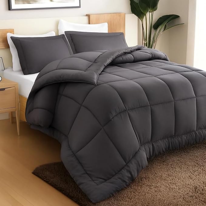 Utopia Bedding Queen Comforter Set - 3 Piece Grey Comforters Queen Size Bed Set - Down Alternative Duvet Insert Includes 1 All Season Comforter (88 x 88 in) and 2 Pillow Shams (20 x 26 in)