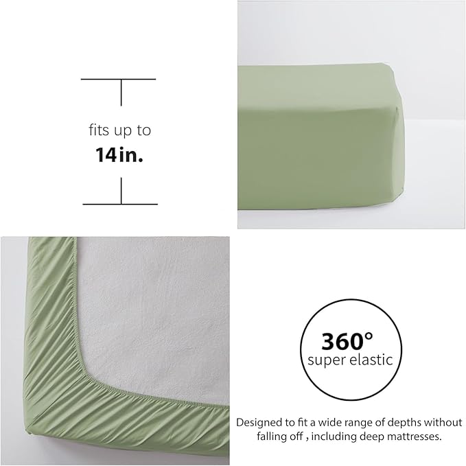 Zzlpp Queen Comforter Set 7 Pieces, Sage Green Seersucker Bed in a Bag with Comforter and Sheets, All Season Bedding Sets with 1 Comforter, 2 Pillow Shams, 2 Pillowcases, 1 Flat Sheet