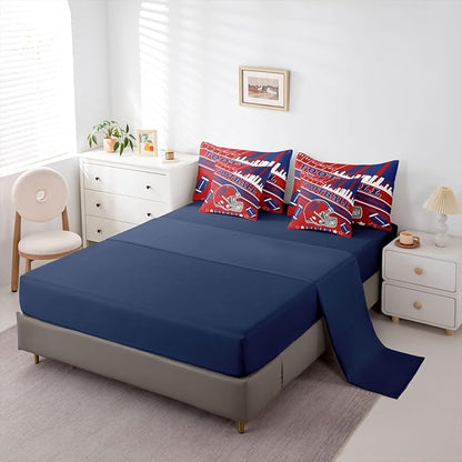 Feelyou Football 7 Pieces Comforter Sets Full Size Kids Rugby Sports Bedding Set for All Season Football City Bed in a Bag with Comforter, Sheets, Pillowcases & Cushion Cover