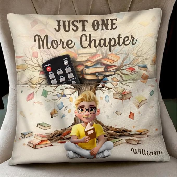Personalized Pocket Pillow - Book Lover Gift, Reading Nook Accessory, Cozy Home Décor Idea - This is My Reading Pillow Book Tree