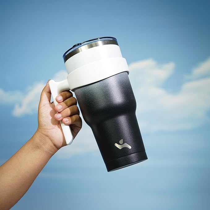 40 oz Tumbler with Handle and 2 Straw 2 Lid, Insulated Water Bottle Stainless Steel Vacuum Cup Reusable Travel Mug,Day Night