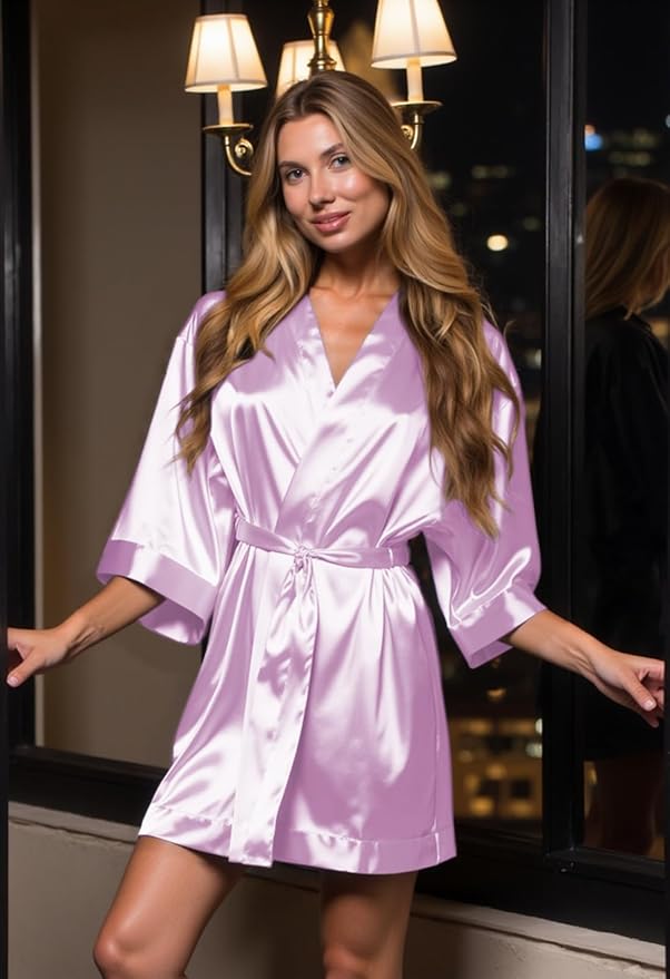 Turquaz Women's Bride Bridesmaids Silky Robe Satin Kimono Robes for Women Lingerie