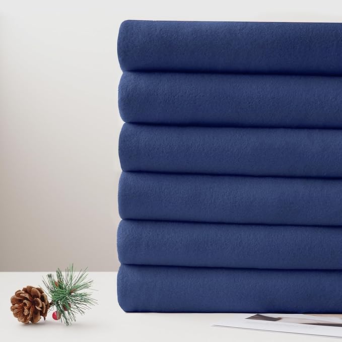 ZYFZCYBL Fleece Throw Blankets Lightweight Warm Soft Cozy Pet-Friendly Bulk Fleece Throw Blanket Solid for Home Bed, Sofa，Office,Gifts, Couch (Pack of 6-50 x 60 inch，Navy)