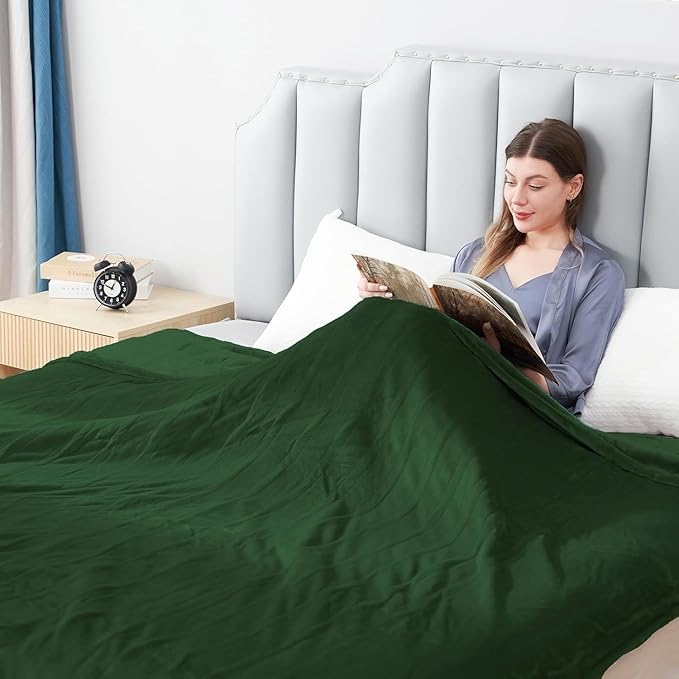 Electric Heated Blanket Queen Size 84"x90", Soft Plush Microplush for Bed, Dual Controllers & Dual Heating Zones, 10 Hours Auto Off & 5 Heating Levels, Machine Washable, Gifts for Family-Green