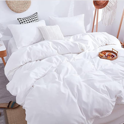 KAREVER White Fluffy Comforter Full Size Women Soft Bedding Set Men Durable 3 Pieces White Blanket Set 1 Full Comforter (80x90 inches) 2 Pillowcases (20x26 inches)