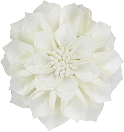 Fennco Styles Handmade 3D Heart-Shaped Petals Flower Decorative Filled Throw Pillow 13" Round - Ivory Floral Pillow for Couch, Home Décor and Holiday, Housewarming Gift