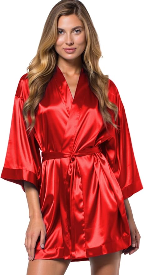 Turquaz Women's Bride Bridesmaids Silky Robe Satin Kimono Robes for Women Lingerie
