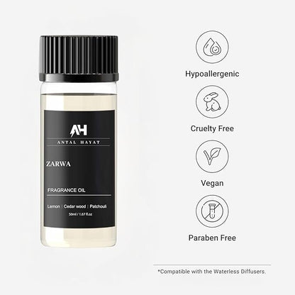 Hotel Scent Zarwa Diffuser Oil 50ml – Inspired by Aventus Cologne – Premium Home Scent – Essential Oil with Lemon, Patchouli, Cedarwood – Luxury Aromatherapy Refill for Diffusers