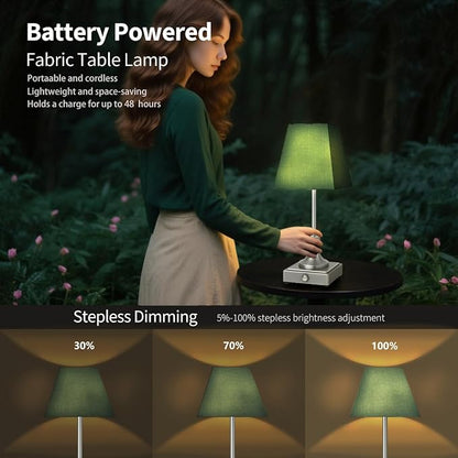 Rechargeable LED Table Lamps with Stepless Touch Control,Sliver Cordless Lamp for Living Room&Bedside&Patio&Shower,Small Desk Lamp(6000mAH Battery),1 Pack for Home Decor,Best Gifts for Family