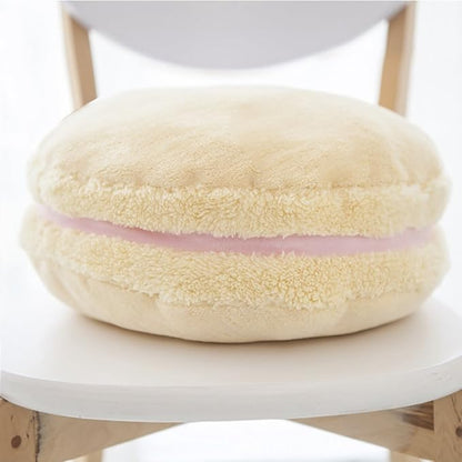 ChezMax Macaron Pillow Plush Back Bolster Cushion Microbead Throw Pillow Case Round Seat Cushion Home Decor Pillow for Sofa Bedroom Office Dormitory Car 14.5" Light Yellow