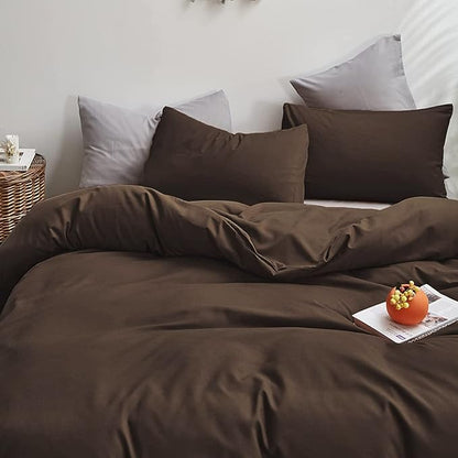 Cottonight Brown Comforter Set Queen Bedding Set Mocha Solid Modern Dark Color Blanket Quilts Soft Chocolate Color Breathable Brown Comforter Set for Women Men Queen Size