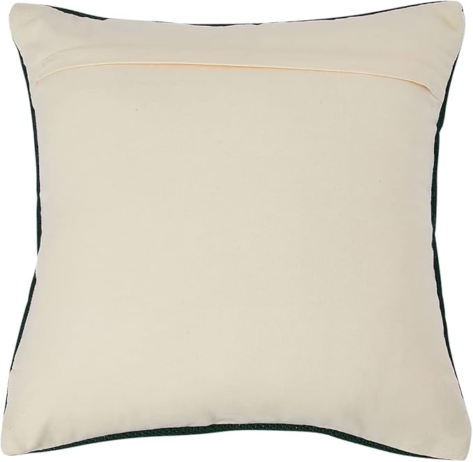 Creative Co-Op Swiss Cross Cotton Wool Throw Pillow, Green and Cream