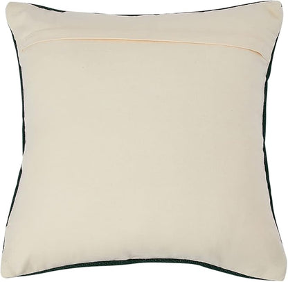 Creative Co-Op Swiss Cross Cotton Wool Throw Pillow, Green and Cream